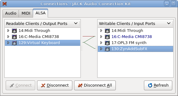 JACK audio connecitons