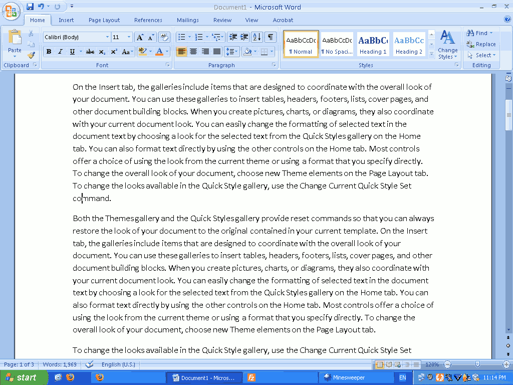 Filler text in Microsoft Word