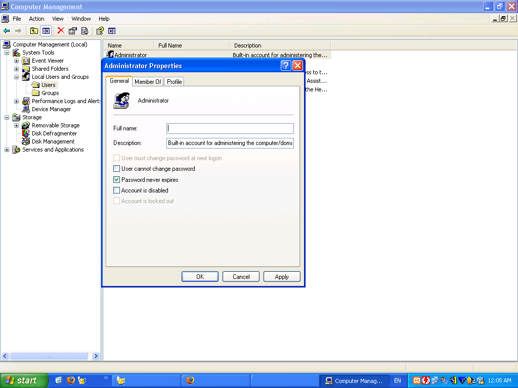 Administrator Account in Windows XP